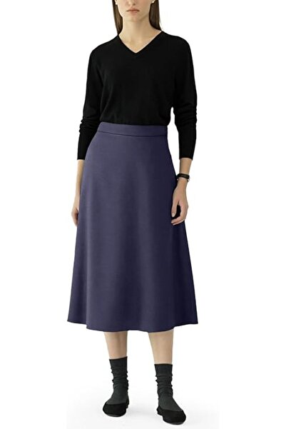 Other REORIA Women's Midi Skirt, Elegant Cotton , Cloche Cut, Navy Blue, Size XL