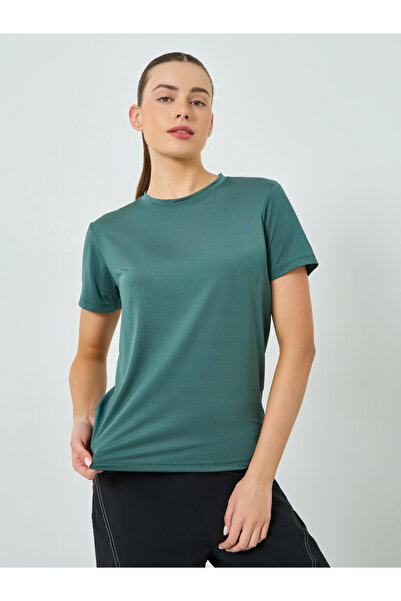 Styli Textured Back Dual Stripe Short Sleeve Top