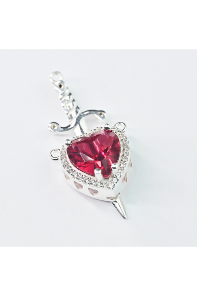 CHARMORA JEWELRY STUDİO 925 Ayar Gümüş Sevgililer Kolye Seti Kadın Taşlı Kalp...
