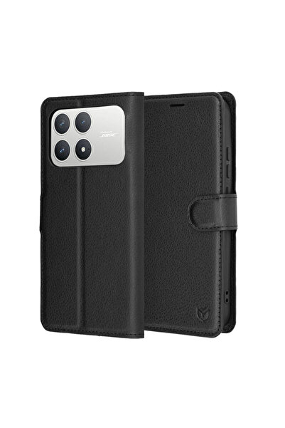 Techsuit Δερμάτινη Θήκη Xiaomi Poco F8 Pro, μαύρη, με δερμάτινη θήκη, θήκη γι...