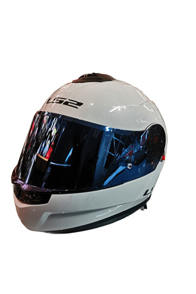 LS2 STROBE 2 BEYAZ KASK MAVİ VİZÖRLÜ