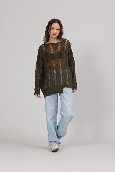 Nisan Hair Braided Openwork Sweater