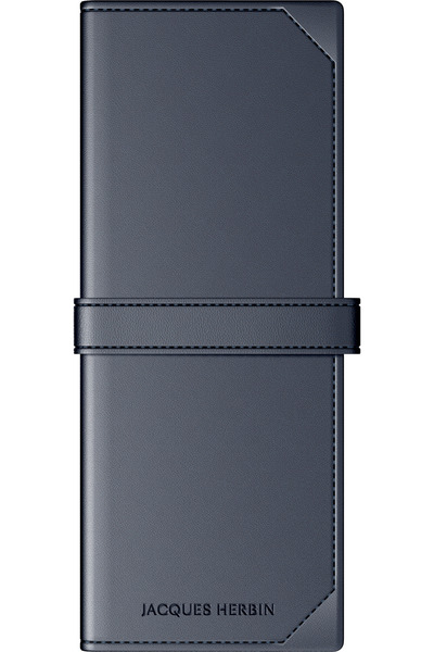 Jacques Herbin Leather Collector’s Case Navy Blue - 2 Pieces