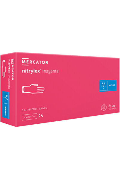 Mercator Nitrile examination gloves, Magenta protection, M