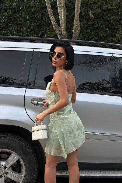 Bak Moda Tulle Strap Mini Water Green Dress