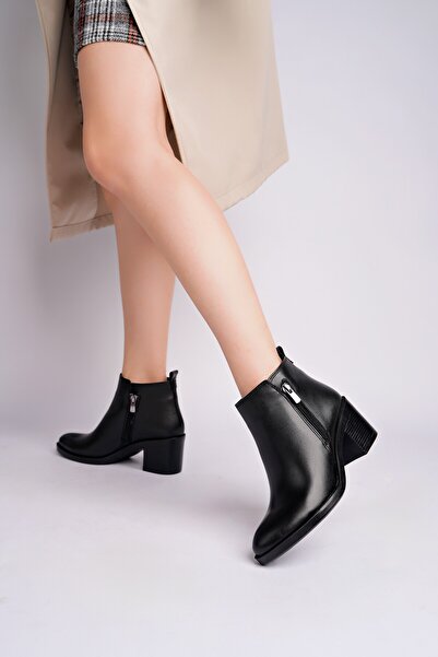 Diego Carlotti Genuine Leather Women's Daily Classic Heeled Boots Bootie Dc2852