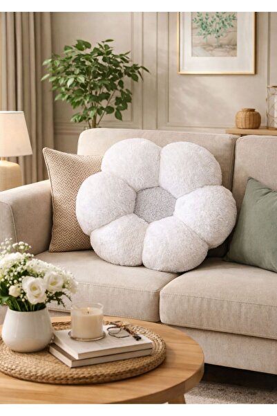 TrendTopic Dekoratif Dev Papatya 45 Cm Peluş Kırlent Yastık Minder Papatya Kı...