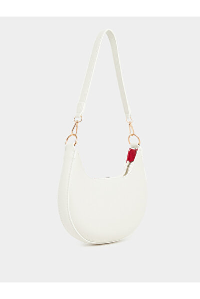 Styli حقيبة كتف بيضاء على شكل نصف قمر حمالة قابلة للإزالة