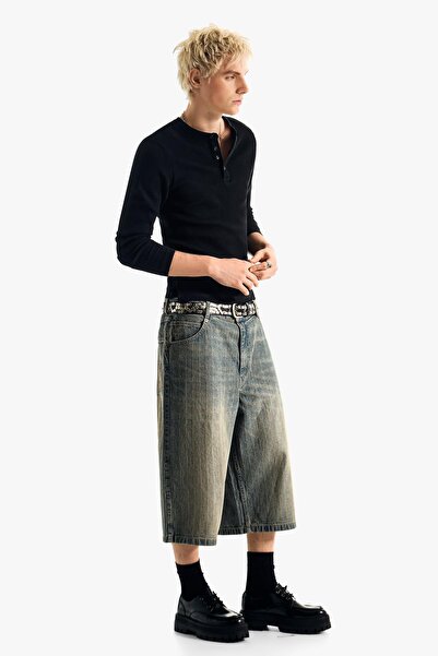 Bershka Super baggy fit denim bermuda