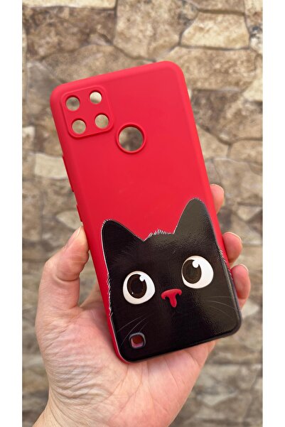 Vip Case Realme C21Y and C25Y Compatible Cute Black Cat Patterned Silicone Sh...
