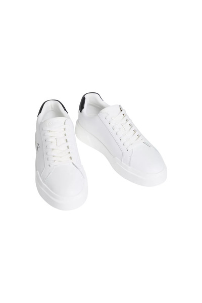 Calvin Klein Men's Logo Embossed Low-Top 100% Leather White1 Sneaker Ym0Ym013...