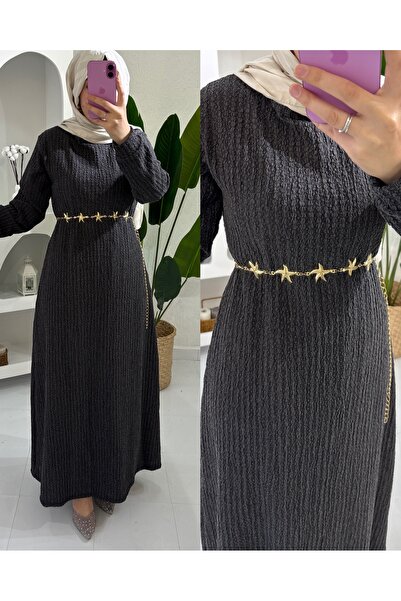 STİLSEN YILDIZ KEMER DETALI BOYDAN ELBİSE