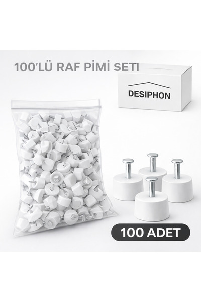 DESIPHON Beyaz Çivili Raf Pimi 100 Adet | Dolap Raf Destek Pimi Dayanıklı ve ...
