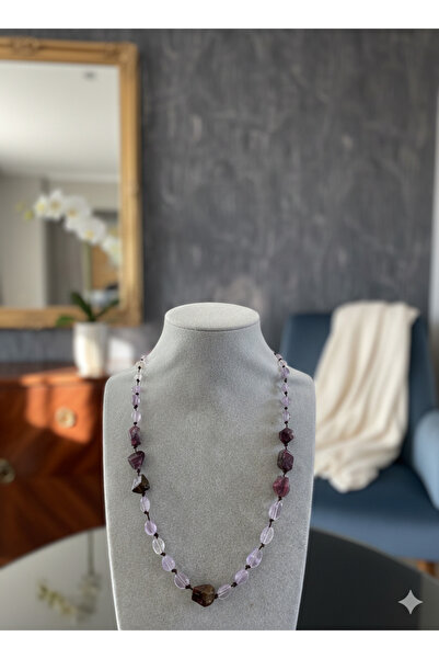 Zihintaşı Atölyesi Tourmaline & Amethyst Natural Stone Handmade Necklace
