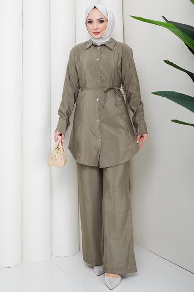 hafsamina Pensli Laced Double Suit Khaki Hm2879