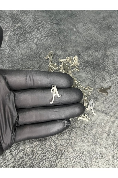 Mos Tespih 1 Adet A Harfi Gümüş Renk Tesbih Püskül Ucu Kolye Ucu Takı Malzemesi