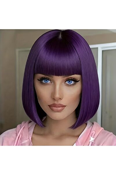 animis beauty Περούκα βιολετί, από συνθετικές ίνες με look, ίσια καρέ μαλλιά,...