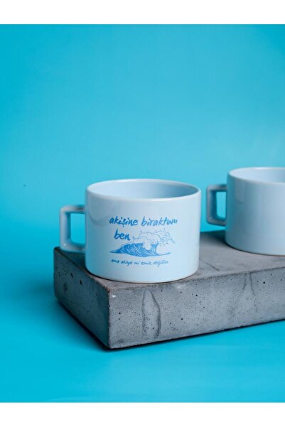 Çabri Gonzalez Blue Ceramic 200ml Mug – "I Stopped Flowing" Printed