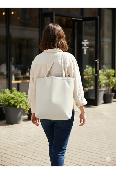 Şadoğlu Tekstil Reversible Canvas Shoulder Bag - Available in Blue and Cream ...