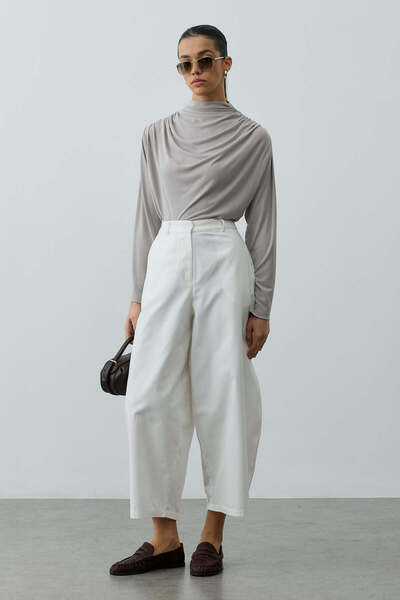 Fahhar Kanvas Balon Pantolon Ekru