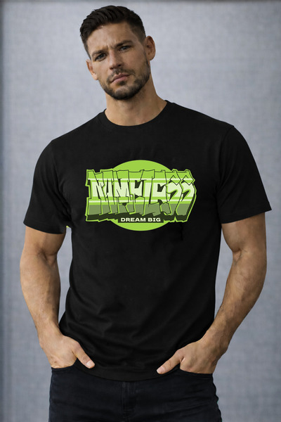 herkesemoda Dream Big Text Detailed Basic T-Shirt