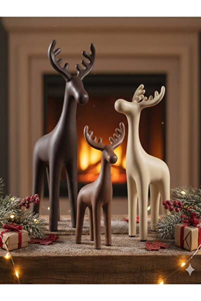 Adeem Ceramic reindeer figurines for special occasions, in off-white, brown, ...