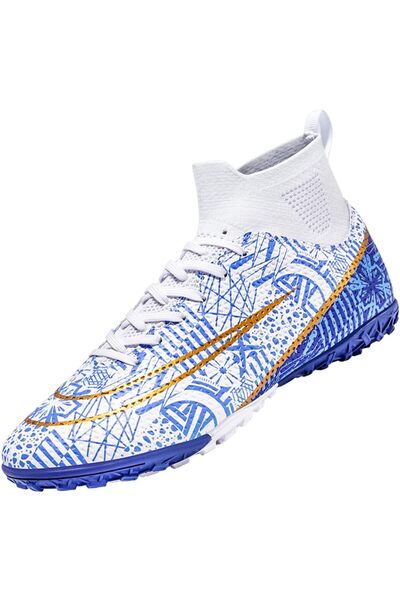 Other Men's Turf Football Boots - Sock Type, PVC Leather , Non-Slip Sole - Wh...