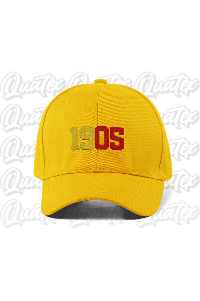 QUATEX 1905 Yellow Red Embroidered Hat - Yellow Color 100% Cotton Gabardine U...