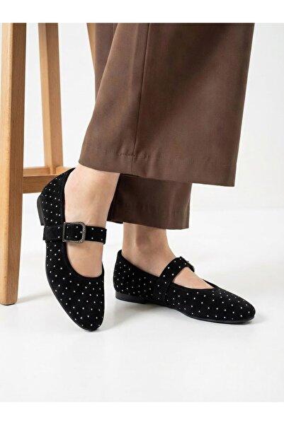 Nstil Daily Women's Flat Shoes with Elastic Band and Buckle, Suede Stone-Embe...