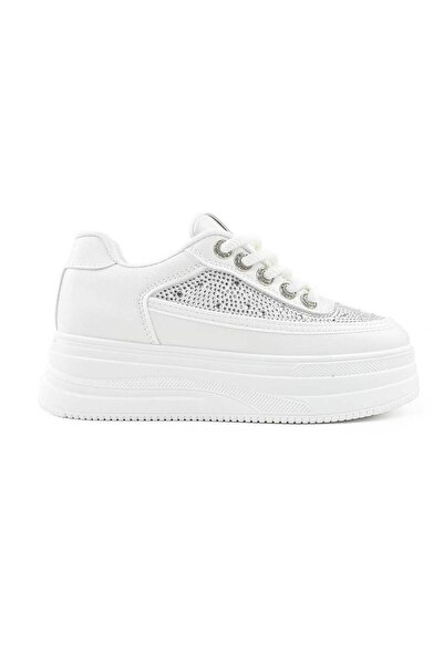 Tmall Women's Sports Shoes,-Leather with Rhinestones, D1465, White