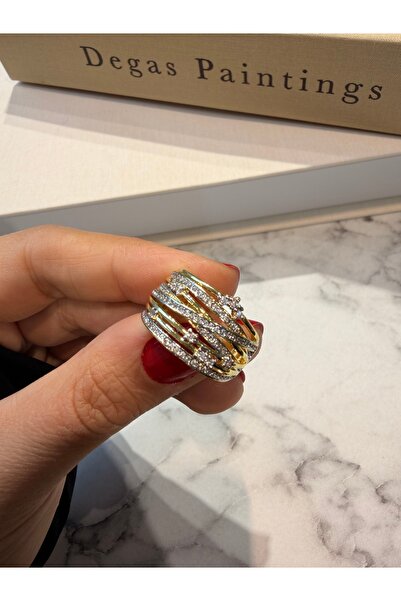nurjewelry Çoklu Taşlı Gold Ayarlanabilir Yüzük