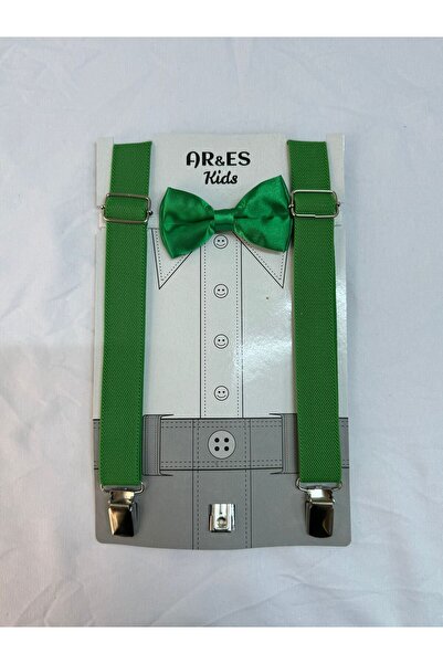 ares kids Green Bow Tie Suspender Suit Suitable for 1-9 Years