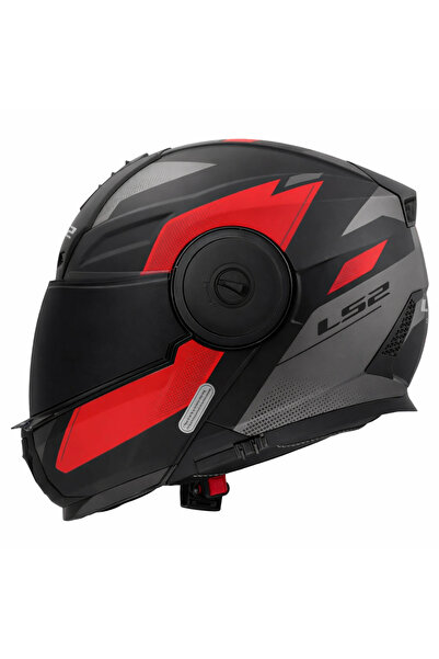 LS2 SCOPE 2 DURIA MAT SİYAH-KIRMIZI KASK (SİYAH VİZÖR)