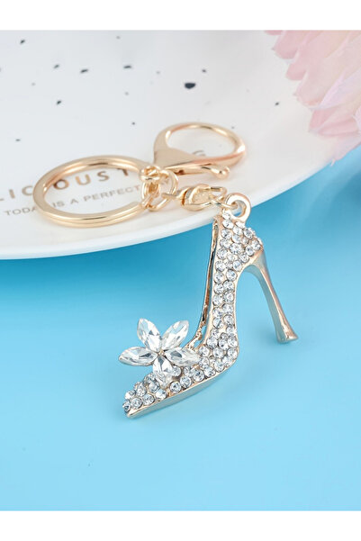 Take Two By Styli Golden High Heel Keychain with Rhinestones