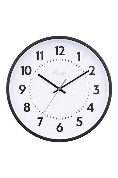 Generic Equity Plastic Commercial Round Analog Wall Clock White and Black