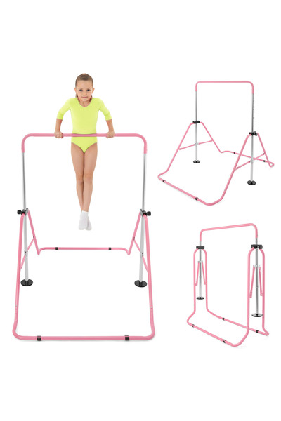 HyperMotion Bară gimnastică reglabilă copii roz pliabilă