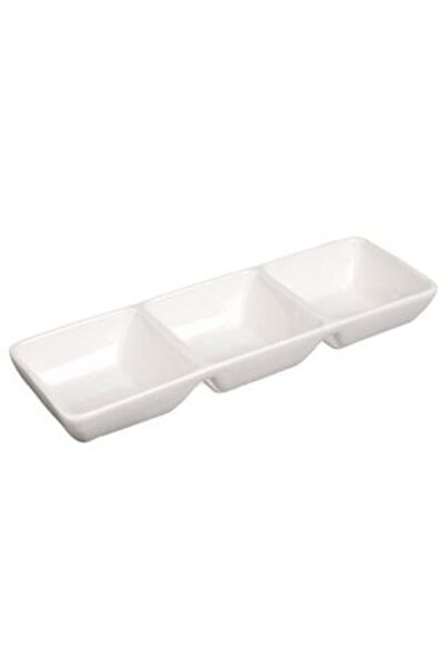 SHOPIENS White Bowl with 3 Compartments for Snacks & Nuts 25 x 8 x 3.5 cm