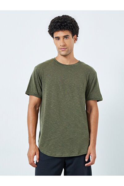 Take Two By Styli Men Khaki Acid Wash Crew Neck T-Shirt