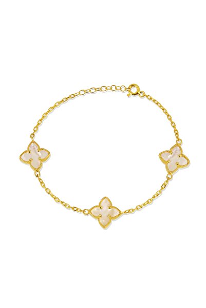 18K Altın Kaplamalı 925 Ayar Gümüş Veneto Saray Çiçekleri Bileklik - Beyaz 45105303