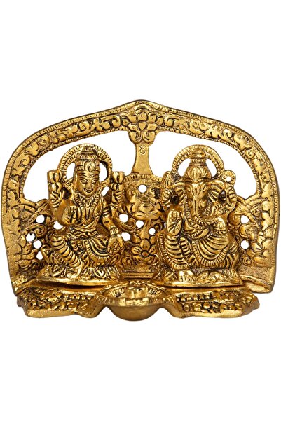 Other Ganesha Lakshmi Statuette - Gold Galvanized Aluminum - Interior Decor, ...