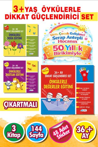 Harika Çocuk Yayınları 3+ Yaş Öykülerle Dikkat Geliştirme Eğitim Seti 3 Kitap...