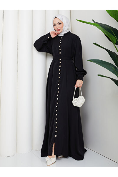 EFSUN MODA Women's Buttoned Detailed Belted Dress Is Tight-Fitting