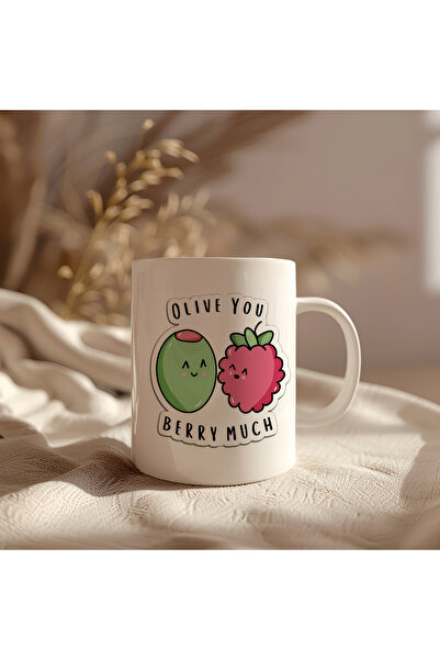 BB TRADE Olive You Designed White Ceramic Printed Mug 330ml