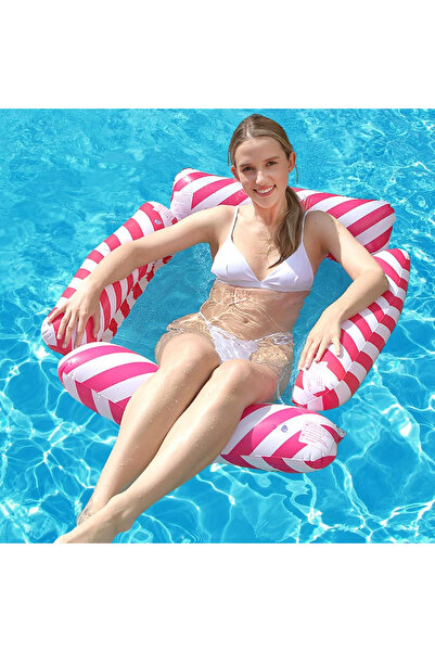 Ikonka Saltea gonflabila pentru plaja si piscina, Ikonka, tip hamac, cu 4 cam...