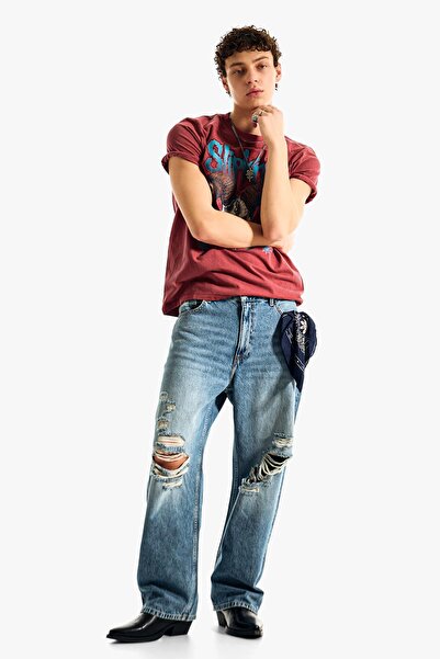 Bershka Distressed baggy fit jean
