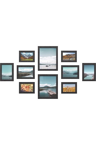 SONGMICS Set of 10 photo frames, MDF, black