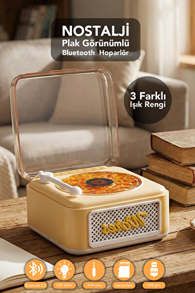 mimtec Bluetooth Hoparlör Retro Nostaljik Plak Görünümlü Tasarım Taşınabilir ...