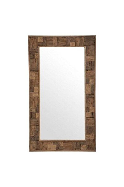 Generic مرآة حائط مستطيلة مصنوعة يدويًا من خشب الأكاسيا البني من أتموسفيرا أو...
