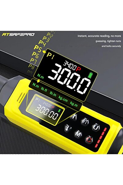 ATsafepro Cheie dinamometrică digitală de 1/2 inch, cuplu 5.1340 Nm, cu afișaj LCD față-verso, precizie de 2%