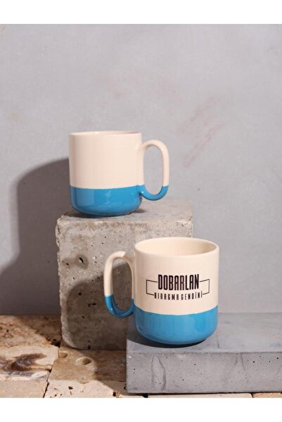 Çabri Gonzalez Cream & Blue Ceramic 330ml Mug – “Bobarlan Bıragma Kendisi” Pr...
